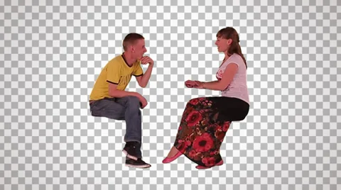 Guy &amp; girl sit facing each other in cafe Stock Footage 36376615