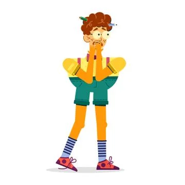 The guy with glasses with acne got scared Stock Illustration