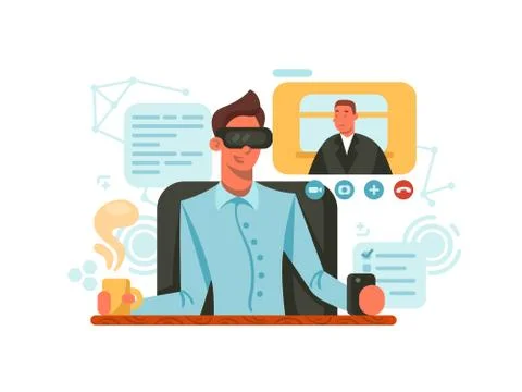 Guy with glasses of virtual reality Stock Illustration