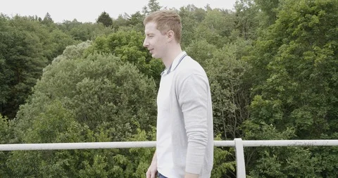 The Guy Goes Over The Bridge Stock Footage 112151625