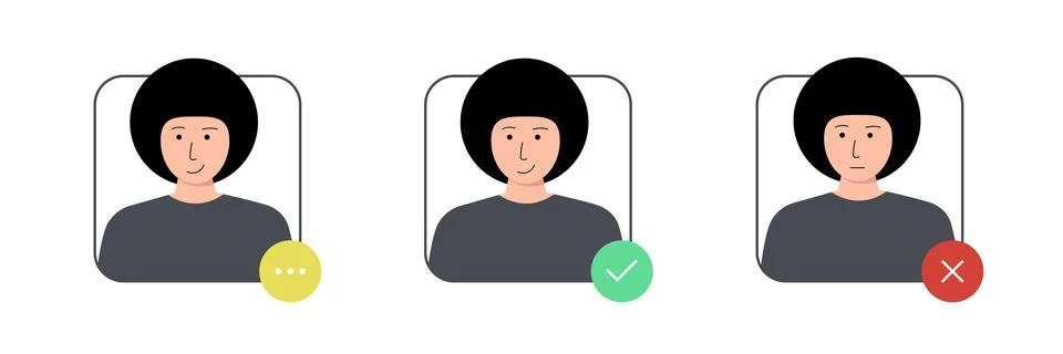 Guy is going through an ID check. Set of pictures with the identification Stock Illustration