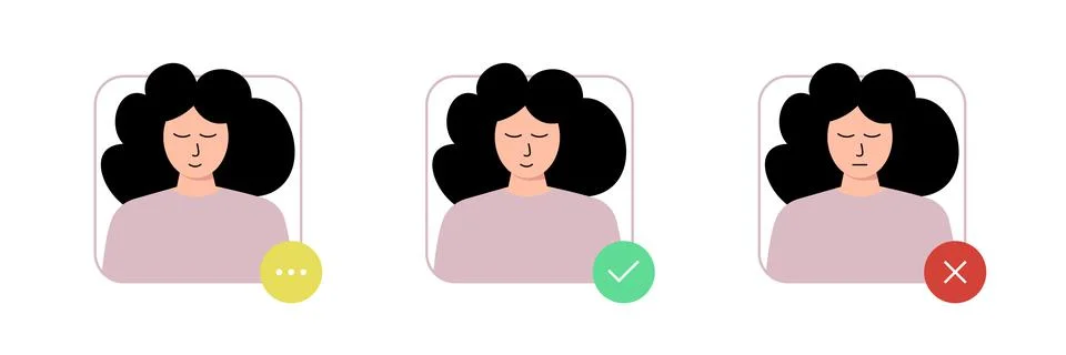 Guy is going through an ID check. Set of pictures with the identification Stock Illustration