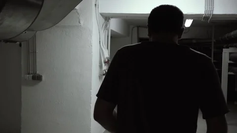 The guy is going through the technical room Stock Footage 91585898