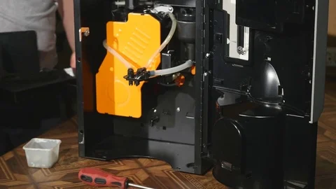 The guy got a coffee machine Stock Footage 78560115