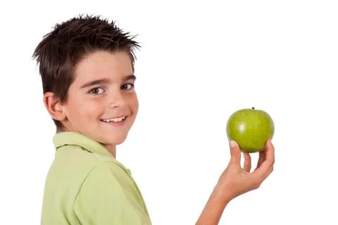 Guy with green apple Stock Photos