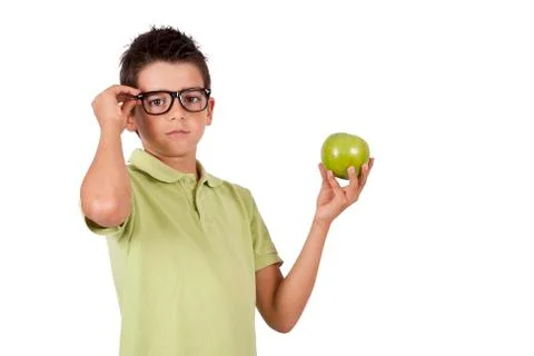 Guy with green apple Foto stock