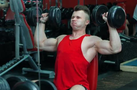 The guy is in the gym Stock Photos