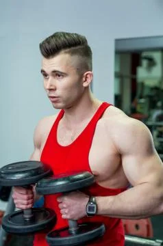 The guy is in the gym Stock Photos