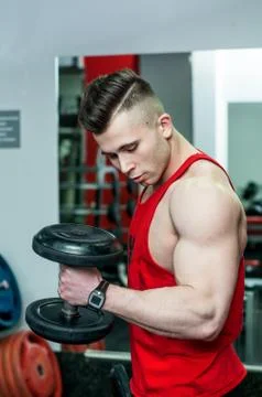 The guy is in the gym Stock Photos