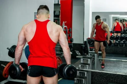 The guy is in the gym Stock Photos