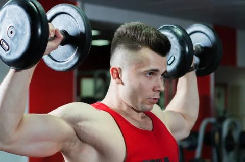 The guy is in the gym Stock Photos