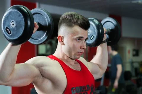 The guy is in the gym Stock Photos
