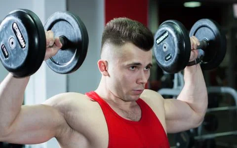 The guy is in the gym Stock Photos