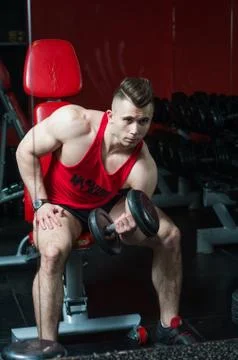 The guy is in the gym Stock Photos