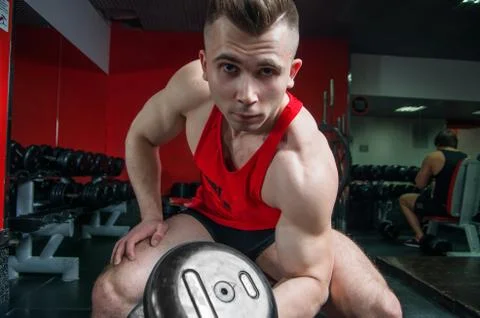The guy is in the gym Stock Photos