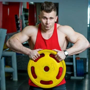 The guy is in the gym Stock Photos