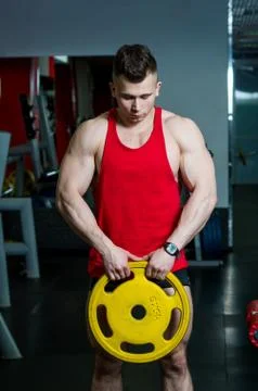 The guy is in the gym Stock Photos