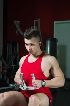 The guy is in the gym Stock Photos