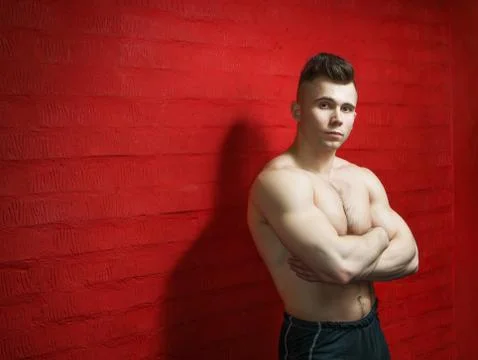The guy is in the gym Stock Photos