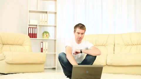 Guy is happy. Looking at camera. DOLLY HD Stock Footage 8954511