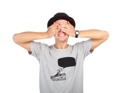 Guy in a hat with closed eyes Stock Photos