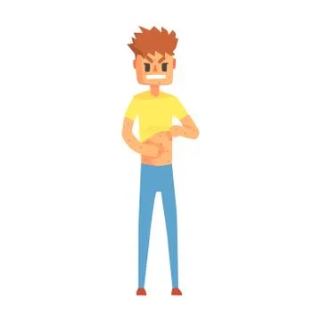 Guy Having Allergy Itching On Belly, Adult Person Feeling Unwell, Sick Stock Illustration