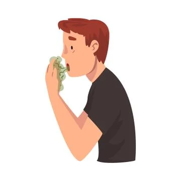 Guy Having Bad Breath, Guy Having Body Odor Problem Vector Illustration Stock Illustration