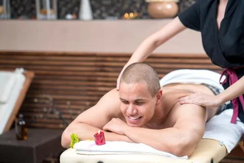 Guy having a massage. Stock Photos