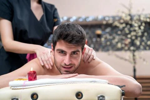 Guy having a massage. Stock Photos