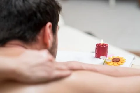 Guy having a massage. Stock Photos