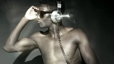 Guy with headphones sequence Stock Footage 12249095