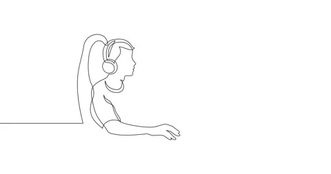 The guy in the headphones sits at a computer. Abstract image of a gamer. Stock Footage 246137420