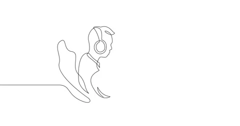 The guy in the headphones sits at a computer. Abstract image of a gamer. Stockbeeldmateriaal 246137794