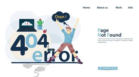 The guy with his hands raised sits on the inscription error 404 banner for th 스톡 일러스트