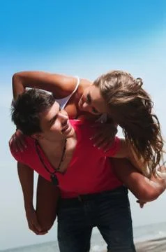 The guy holding the girlfriend Stock Photos