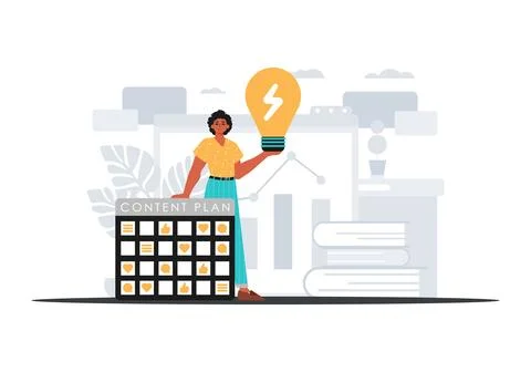 The Guy is holding a light idle medulla oblongata and a content plan . digita Stock Illustration