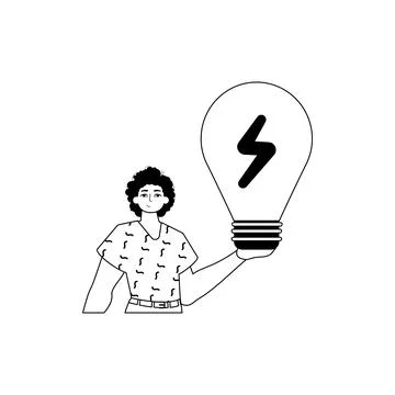 The Guy is holding a lightly bulb . estimate concept . bootleg and white li.. Stock Illustration