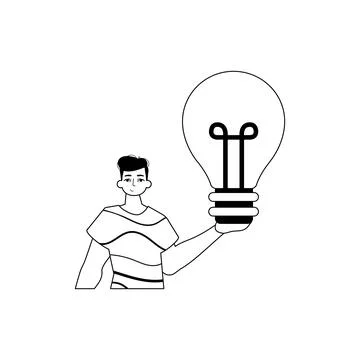 The Guy is holding a lightly drop abstemious bulb . appraisal concept . boo.. Stock Illustration