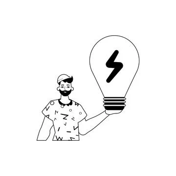 The Guy is holding a lightly drop light bulb . appraisal concept . bootleg .. Stock Illustration