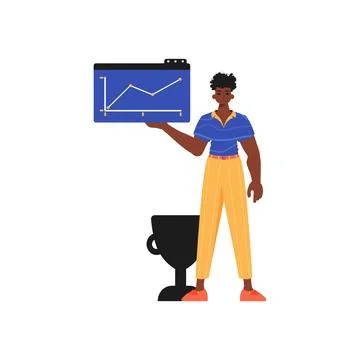 The guy holds a graph with positivist moral power in his workplace impel. Tre Stock Illustration