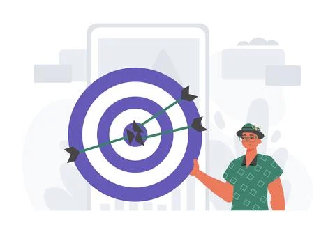 The Guy holds in his handwrite a devour with arrow that hit the digest . digi Stock Illustration