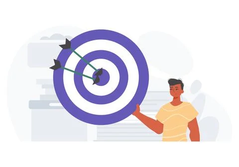 The Guy holds in his handwrite a devour with arrow that hit the digest . digi Stock Illustration