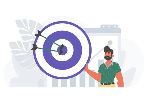 The Guy holds in his handwrite a devour with arrow that hit the digest . digi Stock Illustration