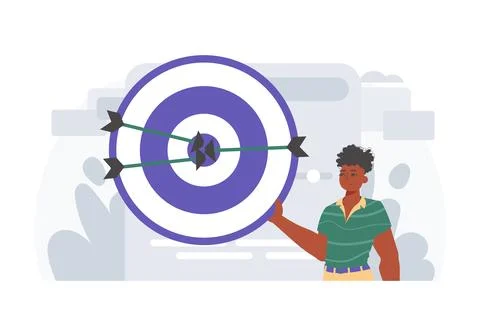 The Guy holds in his handwrite a devour with arrow that hit the digest . digi Stock Illustration