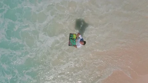 The guy holds a poster with the words "Save the Planet" Stock Footage 153540848