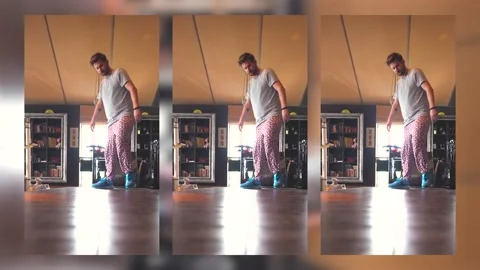 A guy at home comes up with new challenges Stock Footage 150672776