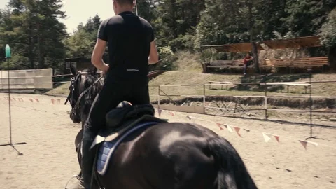The guy on the horse Stock Footage 95999455