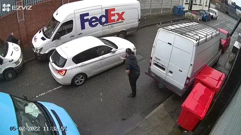 Guy in Hurry Gets Side Swiped by Car, Birkenhead - 17 Feb 2022 Stock Footage 205416711