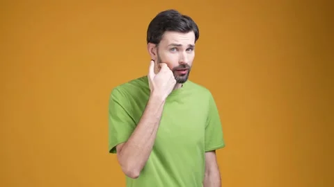 Guy husband prepare for party event look isolated shine color background Stock Footage 204989631