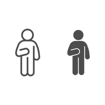 Guy Idler line and solid icon. Man in front pose with raised hand on the left Ilustración de archivo